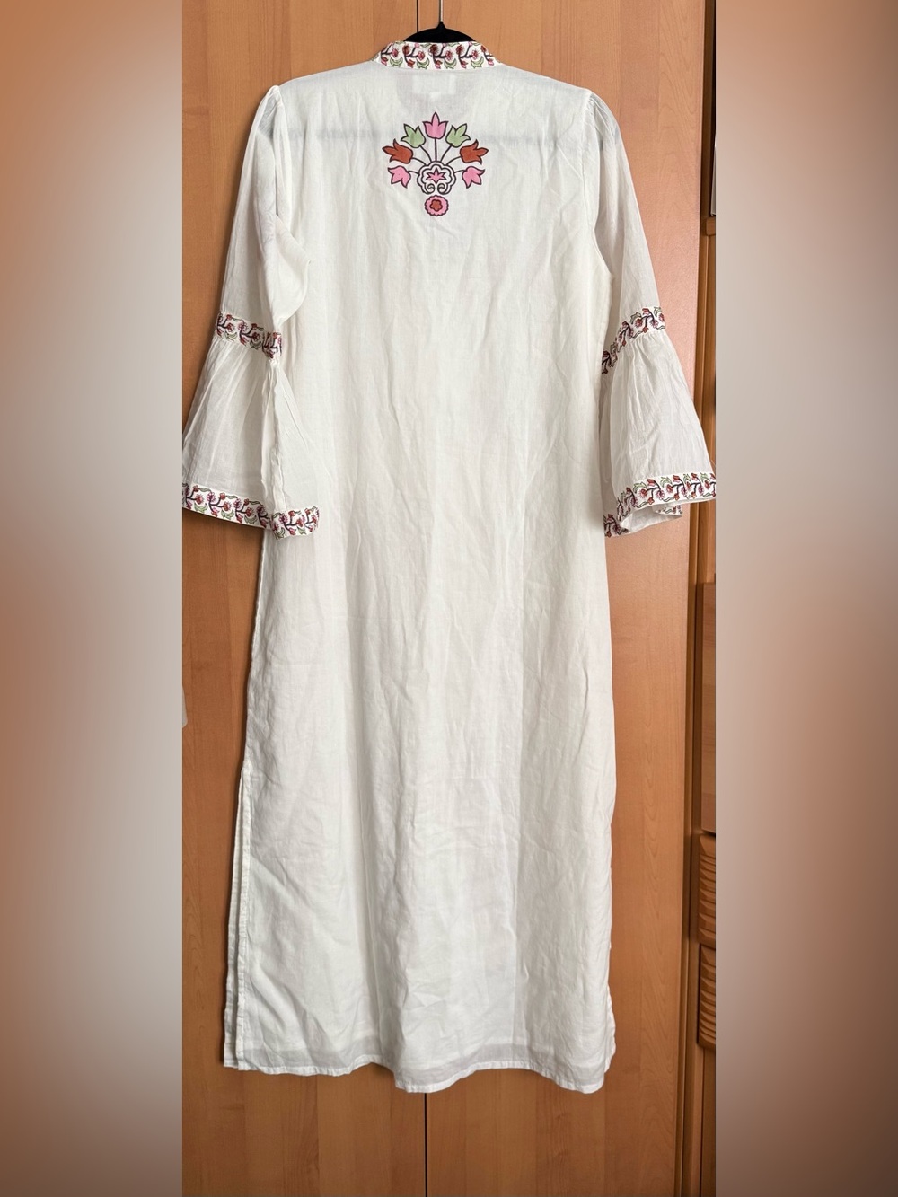 ASHA White Floral Embroidered Long Sleeve Maxi Dress - Picture 5 of 8